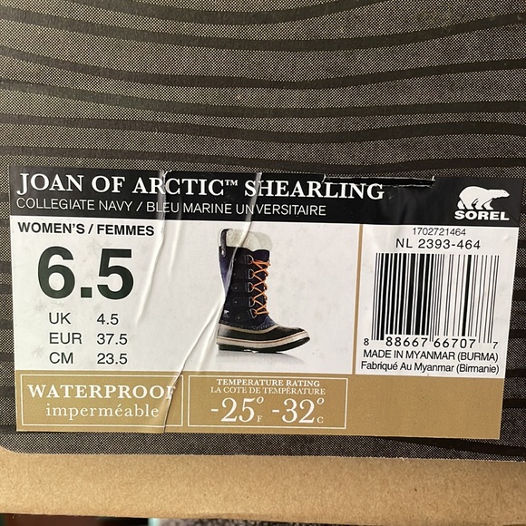 NEW Sorel Joan of Arctic Shearling Size 6.5 Hard to find navy blue color! - Picture 7 of 7
